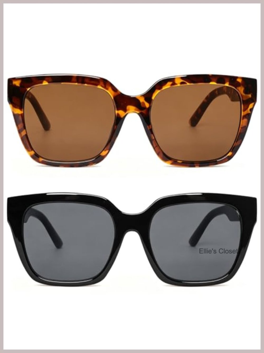 Oversized Square Sunglasses Set 2 Pairs UV Protection Retro Wide Frame